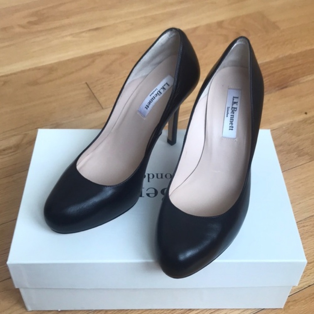 LK Bennett Harper Pumps in Black Kid Leather